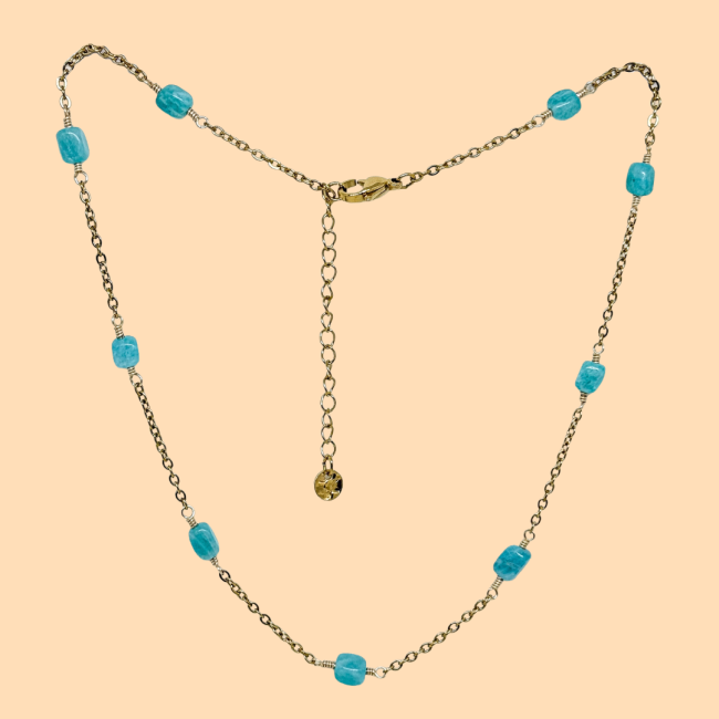 Collier printemps amazonite doré