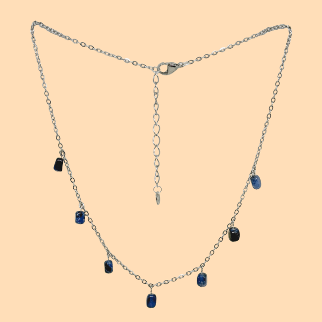 Collier été sodalite argenté
