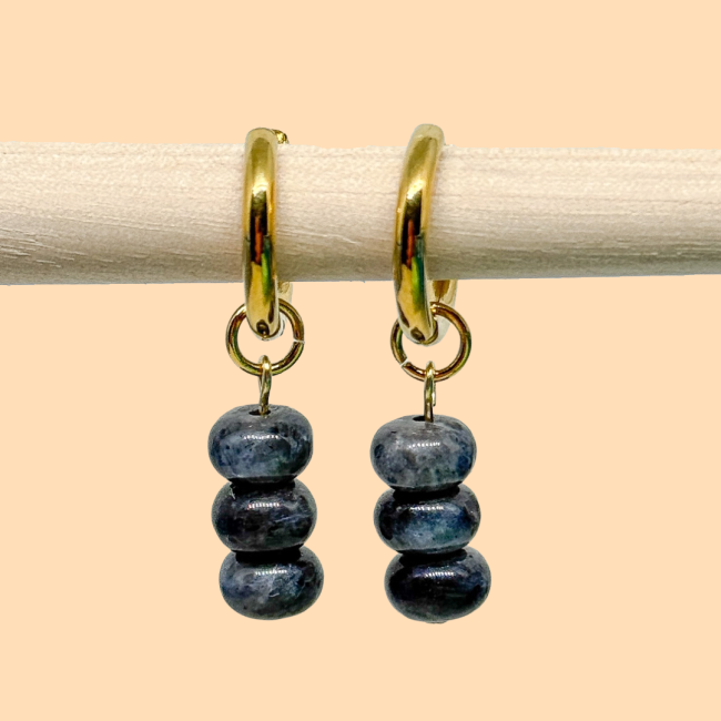 Boucles labradorite doré