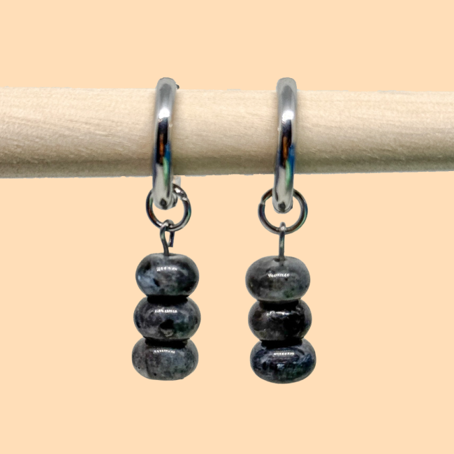 Boucles labradorite argenté