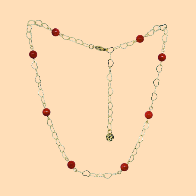 Collier petit coeur corail 