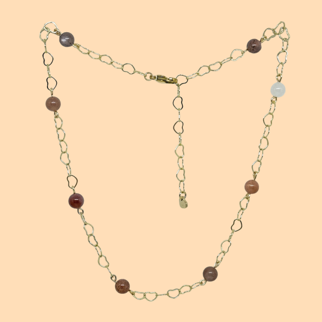 Collier petit coeur pierres de lune