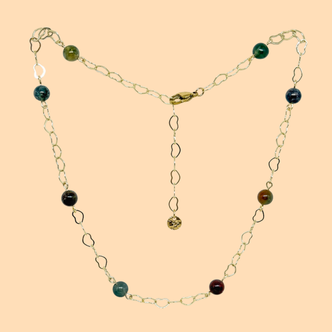 Collier petit coeur agate indienne