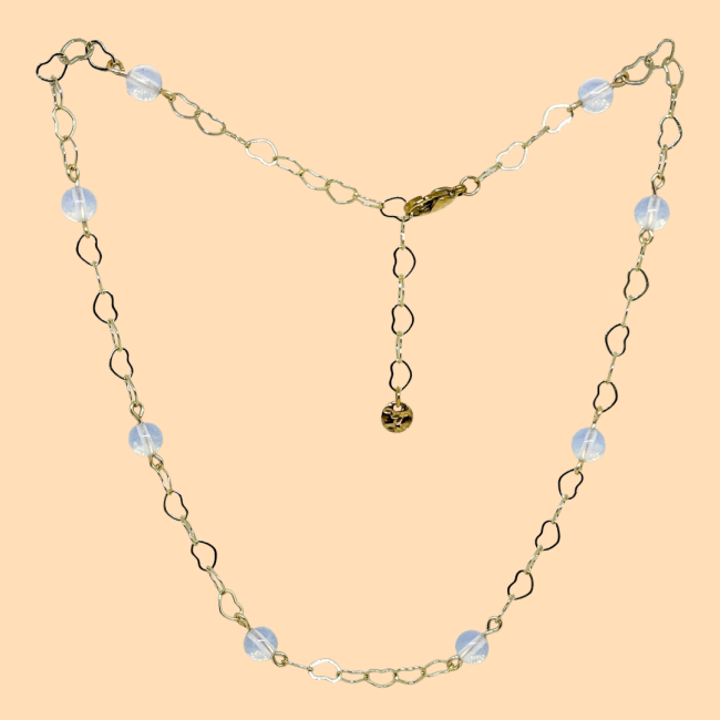 Collier petit coeur opalite